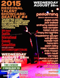 seattle comedy competition showcase: august 26 2015